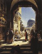 Gustav Bauernfeind At the Entrance to the Temple Mount, Jerusalem Sweden oil painting artist